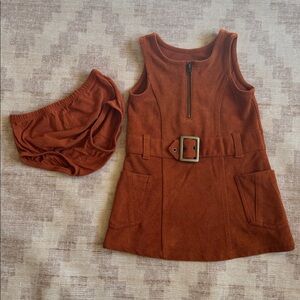 OshKosh B'gosh Burnt Orange Toddler Dress Jumper with Bloomers Girls size 18M